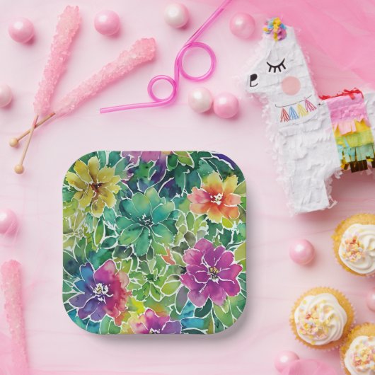 Schönes Muster für die Aquarellfarben-Blume Pappteller (Party)