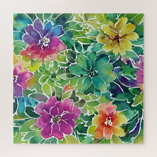 Schönes Muster für die Aquarellfarben-Blume Puzzle (Horizontal)