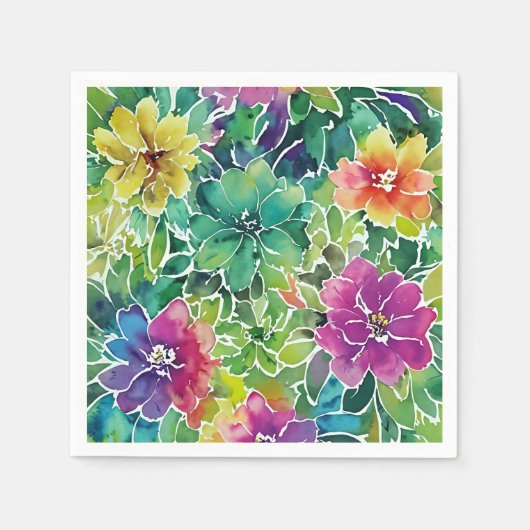 Schönes Muster für die Aquarellfarben-Blume Serviette (Vorderseite)
