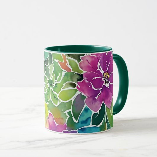 Schönes Muster für die Aquarellfarben-Blume Tasse (VorderseiteRechts)