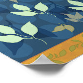 Schönes Muster für Grüne und Blaue Blätter Poster (Ecke)