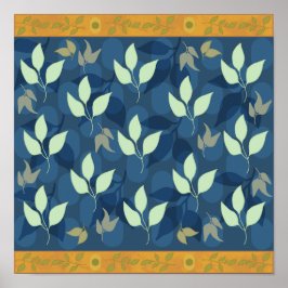 Schönes Muster für Grüne und Blaue Blätter Poster
