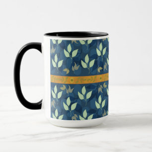 Schönes Muster für Grüne und Blaue Blätter Tasse