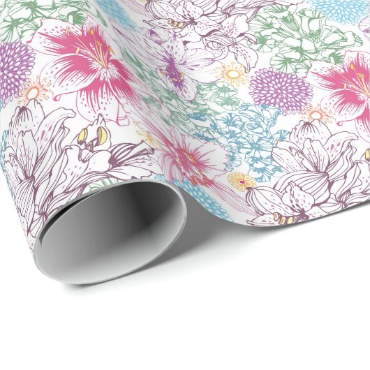 Schönes Muster mit bunten Blume Geschenkpapier (Rolleneckpunkt)