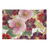 Schönes Muster mit grün-rosa floralen Elementen Kissenbezug (Rückseite-Links)