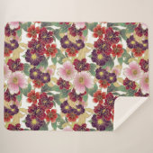 Schönes Muster mit grün-rosa floralen Elementen Sherpadecke (Vorderseite (Horizontal))