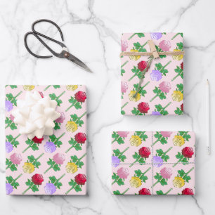 Schönes Muster mit Rosen Geschenkpapier Set