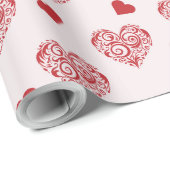 schönes Muster mit roten Herzen Geschenkpapier (Rolleneckpunkt)