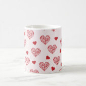 schönes Muster mit roten Herzen Kaffeetasse (Mittel)