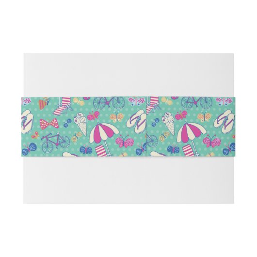 Schönes Muster mit Sommer-Elementen Einladungsbanderole (Rückseitenbeispiel)