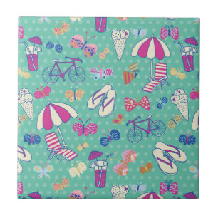 Schönes Muster mit Sommer-Elementen Fliese