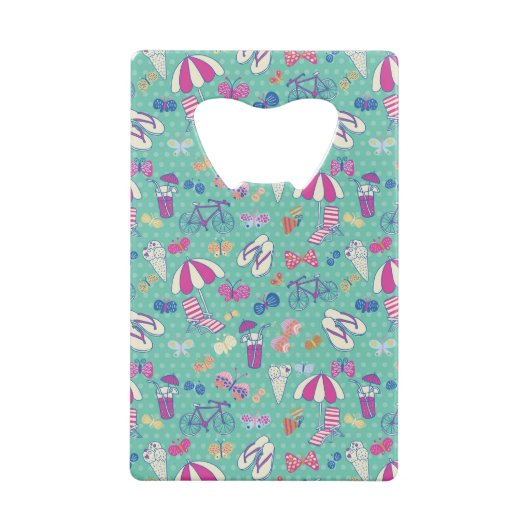 Schönes Muster mit Sommer-Elementen Geldbeutel Flaschenöffner (Rückseite)