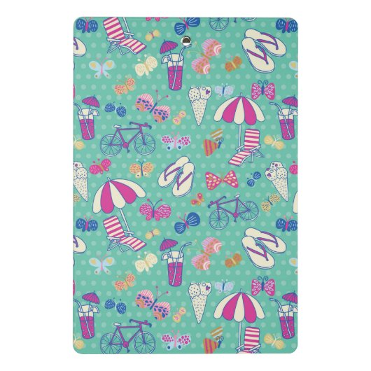 Schönes Muster mit Sommer-Elementen Mini Klemmbrett (Rückseite)