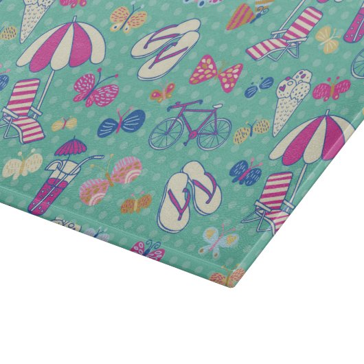 Schönes Muster mit Sommer-Elementen Schneidebrett (Ecke)