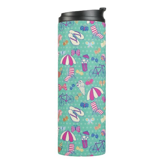 Schönes Muster mit Sommer-Elementen Thermosbecher (Nach links gedreht)