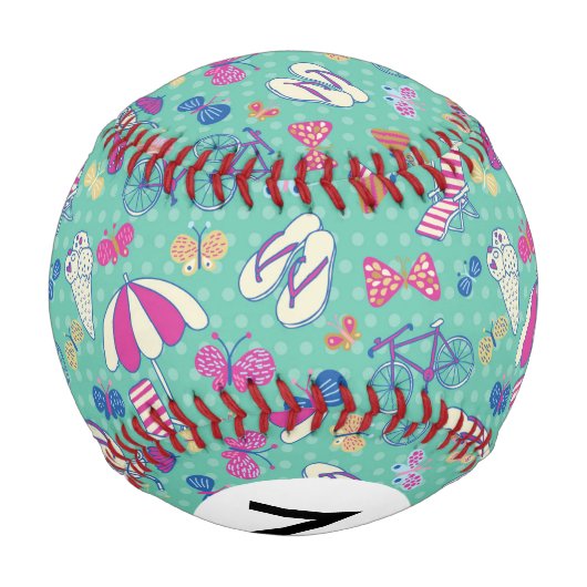 Schönes Muster mit Sommerelementen Baseball (Rückseite)