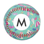 Schönes Muster mit Sommerelementen Baseball (Vorderseite Links)