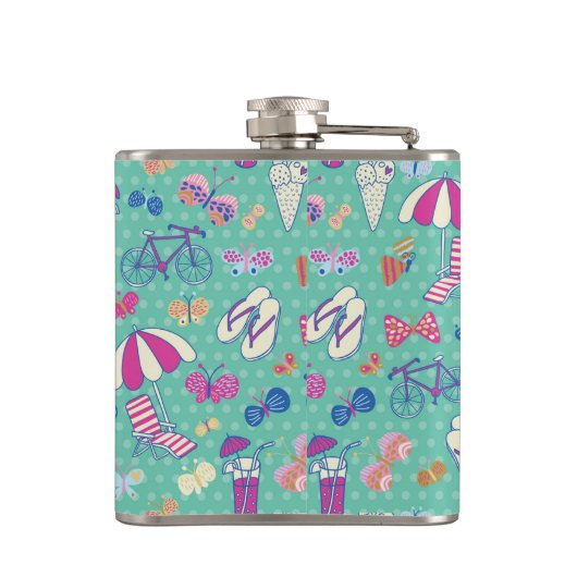 Schönes Muster mit Sommerelementen Flachmann (Rückseite)