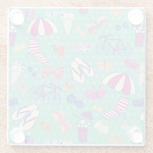 Schönes Muster mit Sommerelementen Glasuntersetzer (Rückseite)