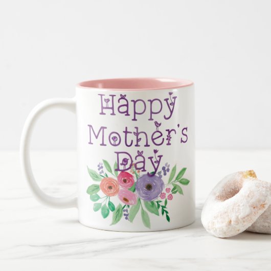 Schönes Muttertagsgeschenk Zweifarbige Tasse (Mit Donut)