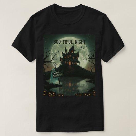 Schönes Nachthaus Spuk & Vollmond Hallow T-Shirt (Design vorne)