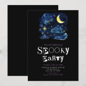 Schönes nächtliches Sky Crescent Moon Stars Hallow Einladung (Vorne/Hinten)