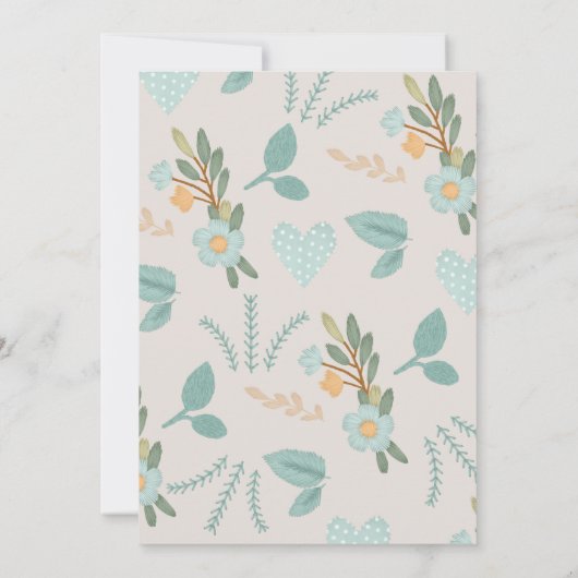 Schönes Nähen bestickte Blume Boy Babydusche Einladung (Rückseite)