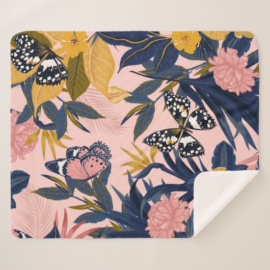 Schönes, nahtlos künstlerisches tropisches Muster Sherpadecke (Vorderseite (Horizontal))