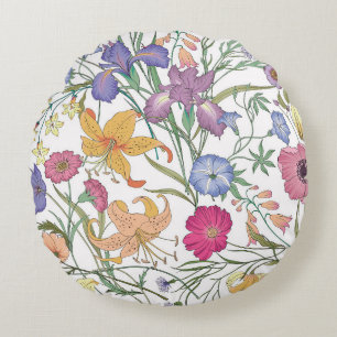 Schönes, nahtloses Blumenmuster. Blume Rundes Kissen