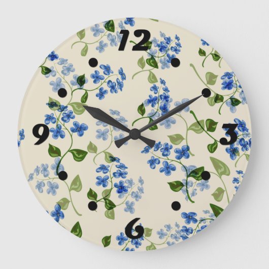 Schönes, nahtloses Blumenmuster Große Wanduhr (Vorderseite)