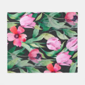 Schönes, nahtloses Blumenmuster mit Aquarell Fleecedecke (Vorderseite (Horizontal))