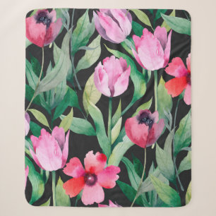 Schönes, nahtloses Blumenmuster mit Aquarell Sherpadecke