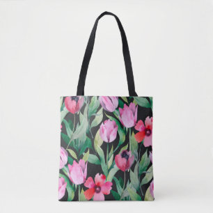Schönes, nahtloses Blumenmuster mit Aquarell Tasche