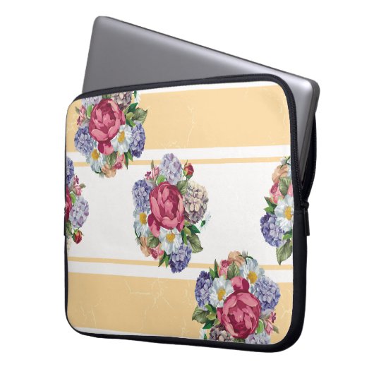 Schönes, nahtloses Blumenmuster mit Hydrangea Laptopschutzhülle (Vorderseite Links)