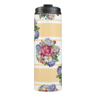 Schönes, nahtloses Blumenmuster mit Hydrangea Thermosbecher