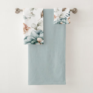 Schönes, nahtloses Blumenmuster mit Vintagem Badhandtuch Set