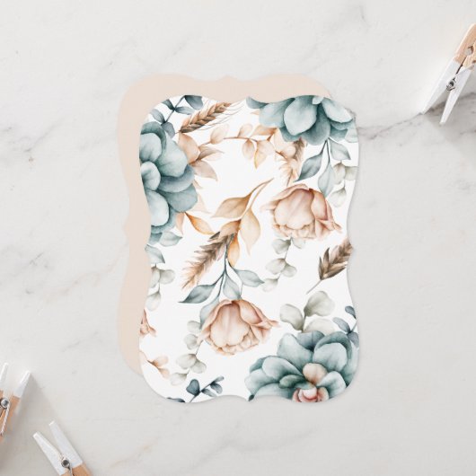 Schönes, nahtloses Blumenmuster mit Vintagem Einladung (Vorderseite/Rückseite Beispiel)