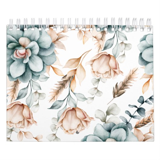 Schönes, nahtloses Blumenmuster mit Vintagem Kalender (Titelbild)