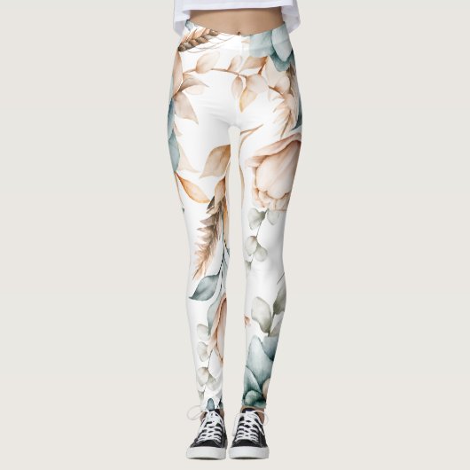 Schönes, nahtloses Blumenmuster mit Vintagem Leggings (Vorderseite)