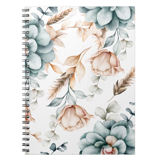 Schönes, nahtloses Blumenmuster mit Vintagem Notizblock (Vorderseite)