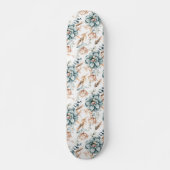 Schönes, nahtloses Blumenmuster mit Vintagem Skateboard (Vorne)