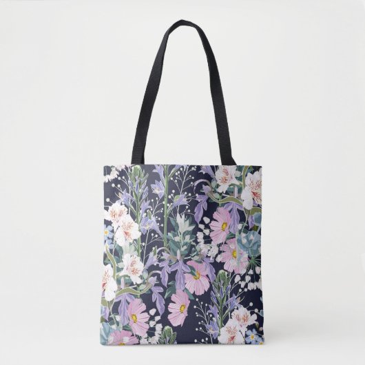 Schönes nahtloses Federmuster mit wilder Blume Tasche (Vorderseite)