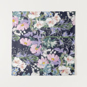 Schönes nahtloses Federmuster mit wilder Blume Wandteppich (Vorderseite (Horizontal))