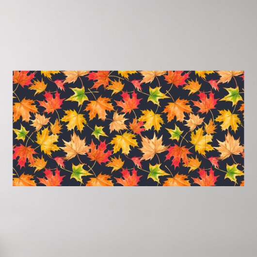 Schönes nahtloses Herbstmuster mit Aquarell Poster (Vorne)