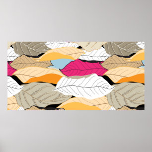 schönes nahtloses Herbstmuster mit farbigen verlie Poster