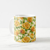 Schönes, nahtloses Muster gelber Rosen Kaffeetasse (Vorderseite Links)
