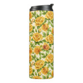 Schönes, nahtloses Muster gelber Rosen Thermosbecher (Nach links gedreht)
