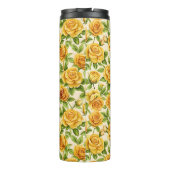 Schönes, nahtloses Muster gelber Rosen Thermosbecher (Rückseite)