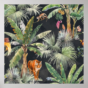 Schönes, nahtloses Muster mit Aquarell tropica Poster