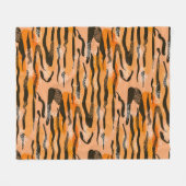 Schönes nahtloses Tigermuster, Pfirsichfarbe Fleecedecke (Vorderseite (Horizontal))